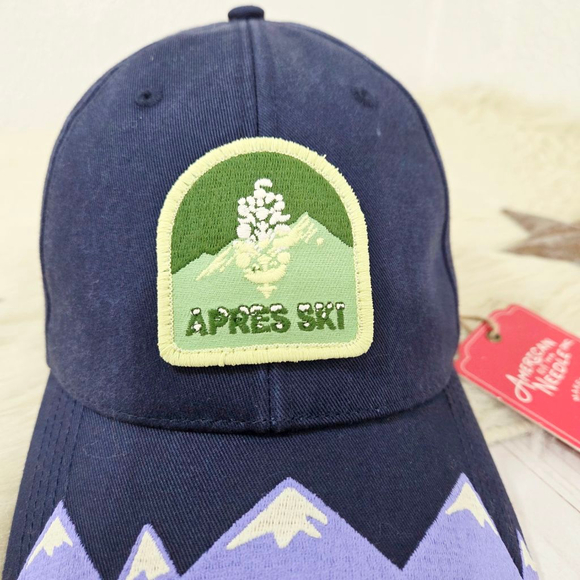 Free People Apres Ski Baseball Cap navy blue mountains embroidered hat new NWT main image 5